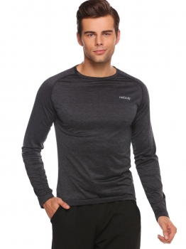 

Black Men Long Sleeve Breathable Quick Dry T-Shirt Running Sports Wear, Multicolor