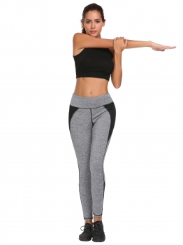 

Black Women High Elastic Waist Activewear Sports Patchwork Tights Leggings, Multicolor
