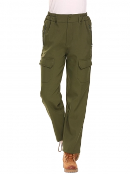 

Army green Women Outdoor Climbing Hiking Fleece-Lined Soft Shell Cargo Pants, Multicolor