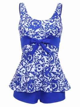 

Blue Spaghetti Strap Sleeveless Padded Elastic Patchwork Swimwear, Multicolor