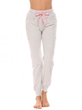 

Gray Women Elastic Waist Long Pajama Bottom Lounge Pants, Multicolor