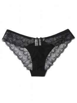 

Black Women Sexy Lingerie Underwear See-through Lace Thong Panties Hipster 3pcs"Pack, Multicolor