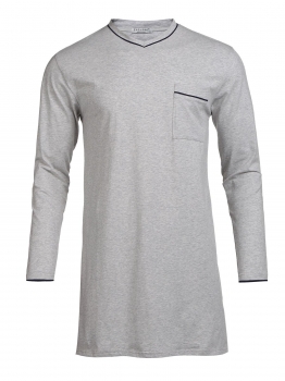 

Gray Men V-Neck Long Sleeve Split Pocket Loose Fit Sleepshirt Sleepwear Nightshirts, Multicolor