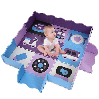 

Blue Baby Non-Toxic Extra Thick Foam Gate Fence Crawling Play Mat, Multicolor