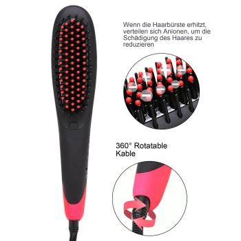 

Innovative Smoothing Ion Heating Hair Straightener Brush, Pink