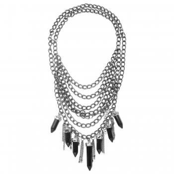 

Women Bohemian Style Multilayer Chain Vintage Style Pendant Necklace, Black