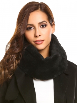 

Black Winter Warm Faux Fur Collar Cowl Scarf Solid Neck Warmer, Multicolor