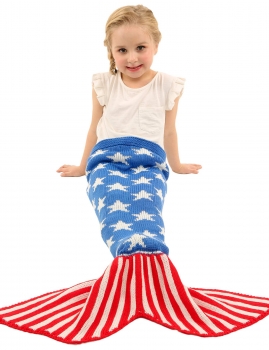 

Blue&White Arshiner Kids Knitted Fish Mermaid Tail Design Sofa Throw Blanket, Multicolor