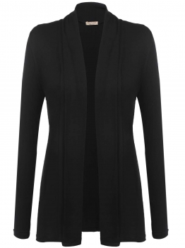 

Black Long Sleeve Solid Open Front Cardigan, Multicolor