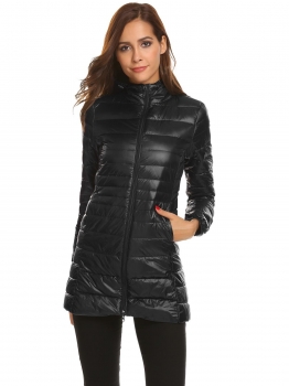 

Black Women Hooded Long Sleeve Front Zip up Waterproof Jacket, Multicolor