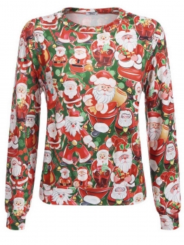 

Santa Women Casual Christmas Printing O-Neck Long Sleeve Pullover Sweatshirts, Multicolor