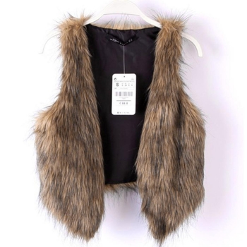 

Brown Hotsale Fashion Women Faux Fur Waistcoat Short Vest Sleeveless Outwear Coats & Jackets, Multicolor