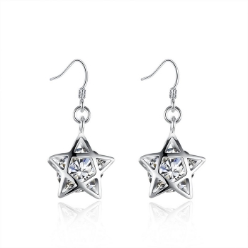 

New Women Fashion Casual Star Rhinestone Hollow Hook Dangle Earrings