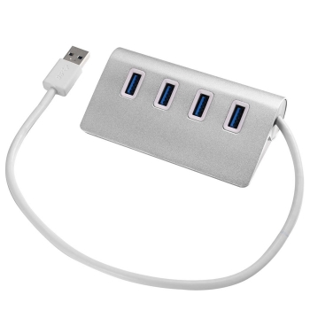 

New Aluminum Alloy 4 Port USB 3.0 Hub 5Gbps High Super Speed Adapter With Cable For PC Mac