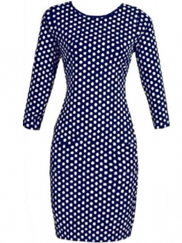 

Blue Polka Dot Bodycon Slim Sheath Dresses