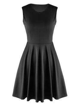 

Black Women Sleeveless Flared Party Ladies Skater TOP Casual Dresses, Multicolor
