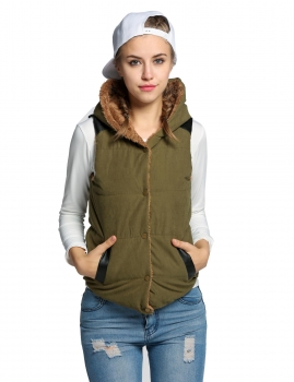 

ArmyGreen Long Sleeve Swing Vintage Solid Vest Coat, Multicolor