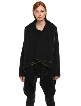 

Black Long Sleeve Trench Woolen High Quality Coat, Multicolor