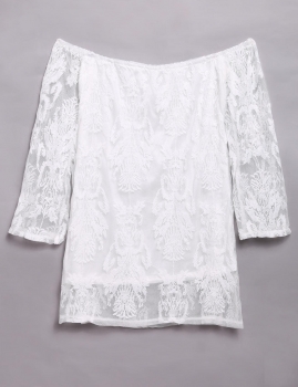 

White New Women's Ladies Fashion Lace Embroidery Off the Shoulder Sexy Shift Casual Dresses, Multicolor