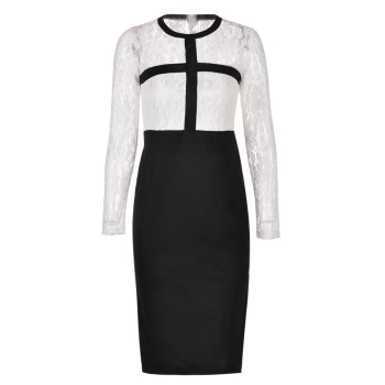 

New Women's Ladies Elegant Long Sleeve Sexy Lace Slim Fitting Prom Cocktail Evening Party Dress, Multicolor