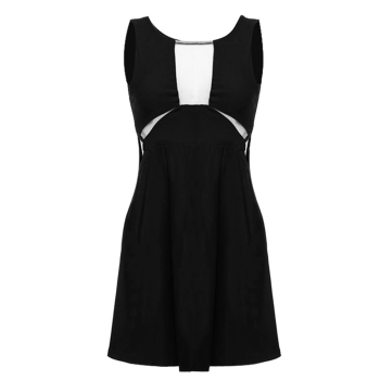 

Black Stylish Lady Women's New Fashion Waist Hollow Sleeveless O-neck Sexy Stretch Going Out Dresses, Multicolor
