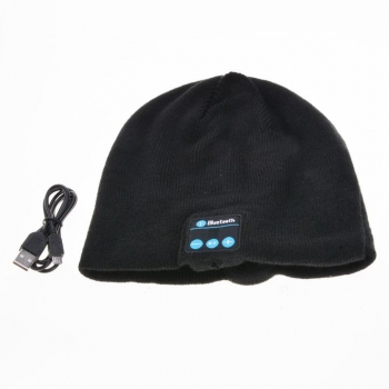 

New Fashion Soft Warm Knitted Hat Wireless Bluetooth Headset Headphone High-tech Smart Cap, Black