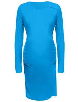 

Blue Newest Women New Fashion Long Sleeve Maternity Pregnant Casual Dresses, Multicolor