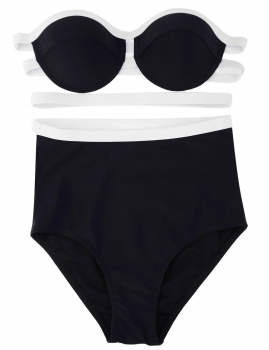 

Black Stylish Sexy Women's High waist Bandage Bikini Beach Swimsuit Swimwear, Multicolor