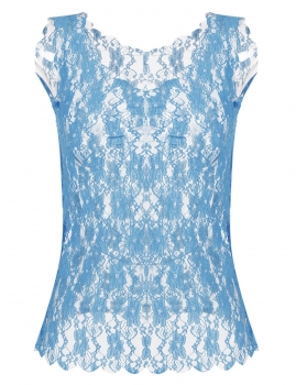 

Blue Stylish Lady Women's Fashion Summer Sexy Lace Perspective Tops Vests Tanks & Camis, Multicolor
