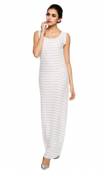 

Black&White Fashion Ladies Women Sleeveless Striped Party Slim Maxi Long Casual Dresses, Multicolor
