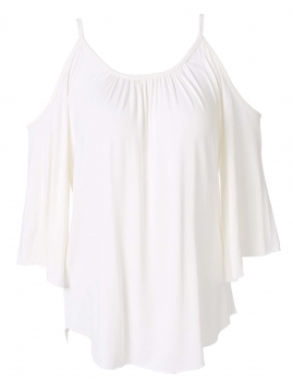 

White Spaghetti Strap Solid Loose Stylish Sexy Casual Tops