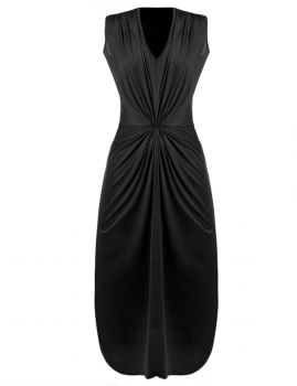 

Black Stylish Lady Women Sexy V-Neck Sleeveless Stretch Bodycon Draped Package Hip Party Dresses, Multicolor