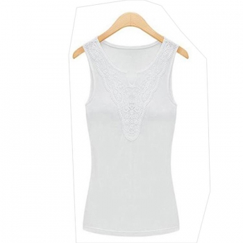 

White New Stylish Women's Fashion Sleeveless Casual Lace Splicing Loose Blouse Tops Vests Tanks & Camis, Multicolor