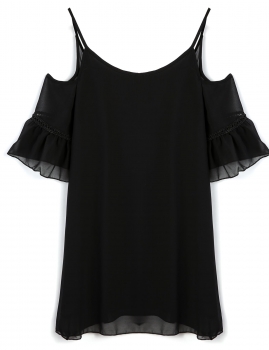 

Black Spaghetti Strap Cross Backless Solid Dress, Multicolor