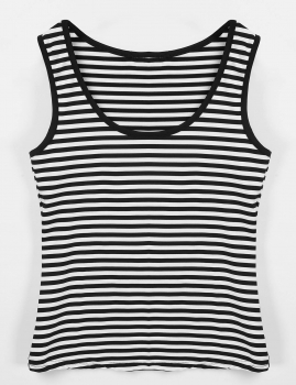 

White Fashion Ladies Woman Casual Sleeveless Striped Loose Basic Tops Vests Tanks & Camis, Multicolor