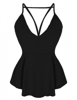 

Black Stylish Ladies Women Spaghetti Strap Back Solid Cool Casual Tops Shirts Blouses Vests Tanks & Camis, Multicolor