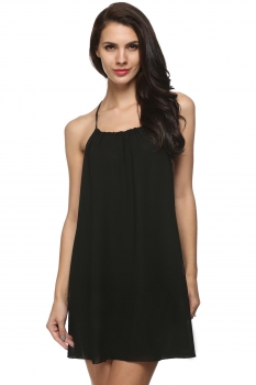 

Black Stylish Ladies Women Sexy Backless Halter Spaghetti Strap Casual Dresses, Multicolor