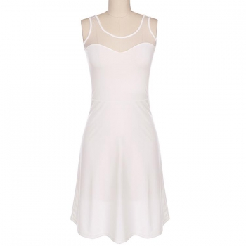 

White New Lady Women's Sexy O-Neck Sleeveless Hollow Out Clubwear Evening Party Casual Dresses, Multicolor