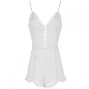 

White Stylish Lady Women's Fashion Casual Sexy Strap Backless V-neck Elastic Waist Short Dresses Jumpsuits & Rompers, Multicolor