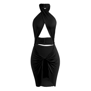 

Black New Stylish Ladies Women Sexy Halter Sleeveless Backless Cut Off Clubwear Going Out Dresses, Multicolor