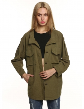 

Army green New Stylish Ladies Women Casual Half Sleeve Pocket Button Solid Loose Coats & Jackets, Multicolor