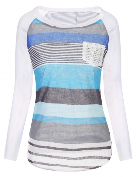 

Blue Stylish Autumn Winter Fashion Ladies Women Long Sleeve O-neck Casual Blouse Tank Tops T-Shirts, Multicolor
