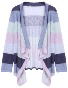 

Black Casual Women V-Neck Long Sleeve Open Front Stripe Irregular Hem Cardigan Sweater Coats Jackets Suits & Blazers, Multicolor