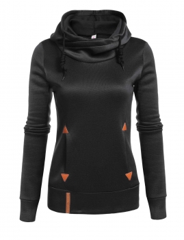 

Black Casual Hooded Long Sleeve Pocket Slim Pullover Hoodie, Multicolor