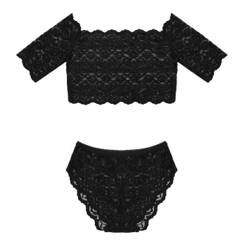 

Black Women Sexy Lace Top + Underwear Babydoll Sleepwear Briefs Jumpsuits & Rompers Lingerie Sets, Multicolor