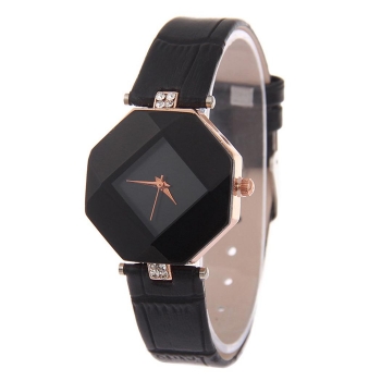 

Black Rhinestone Rhombus Shape Analog Quartz Wristwatch, Multicolor