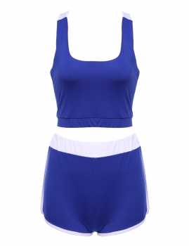 

Blue New Fashion Women Fitness Tops Sets Gym Stretch Workout Sports 2PCS Shorts Vests Tanks & Camis, Multicolor