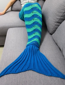 

Kids Handmade Knitted Crochet Mermaid Tail Shape Blanket Sleeping Sofa Blanket