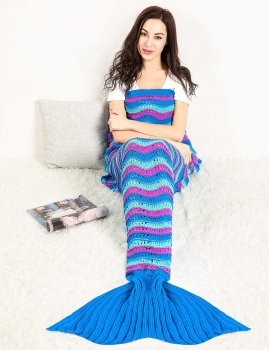 

Knitted Crochet Wave Mermaid Tail Shape Blanket Sleeping Sofa Blanket For Adult