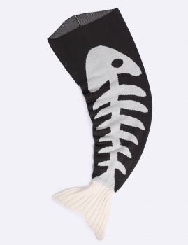 

Cute Children Knitted Fish Bone Pattern Mermaid Tail Shape Sofa Blanket